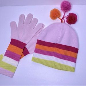 Girl’s Winter Knit Hat & Long Gloves